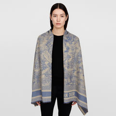 Christian Dior Toile de Jouy Wool Scarf – Blue & Beige Christian Dior Toile de Jouy Wool Scarf – Blue & Beige