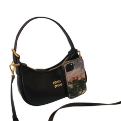 Miu Miu Smooth Curved Shoulder Bag Black Miu Miu Smooth Curved Shoulder Bag Black
