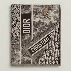 Christian Dior D-Oblique & Toile de Jouy Wool Scarf – Black & Grey Christian Dior D-Oblique & Toile de Jouy Wool Scarf – Black & Grey