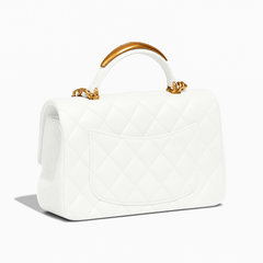 Chanel Mini Flap Bag with Gold Top Handle – White Chanel Mini Flap Bag with Gold Top Handle – White