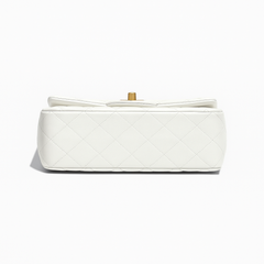 Chanel Mini Flap Bag with Gold Top Handle – White Chanel Mini Flap Bag with Gold Top Handle – White