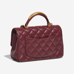 Chanel Mini Flap Bag With Gold Top Handle - Burgundy Chanel Mini Flap Bag With Gold Top Handle - Burgundy