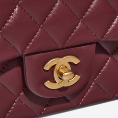 Chanel Mini Flap Bag With Gold Top Handle - Burgundy Chanel Mini Flap Bag With Gold Top Handle - Burgundy