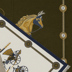 Hermès Horses & Carriage Wool Scarf – Green & Beige Hermès Horses & Carriage Wool Scarf – Green & Beige