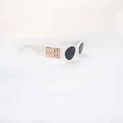 Sunglasses WHITE FRAME BLACK LENS - All About Eg Sunglasses WHITE FRAME BLACK LENS - All About Eg