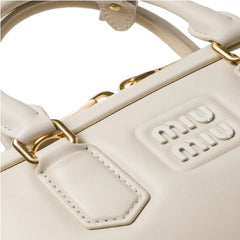 Miu Miu Small Bag With Brand Logo Brooch White Miu Miu Small Bag With Brand Logo Brooch White