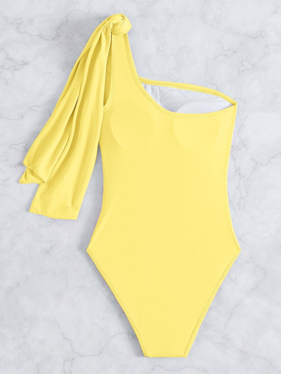 2pack Plain One Shoulder One Piece Swimsuit & Belt - All About Eg 2pack Plain One Shoulder One Piece Swimsuit & Belt - All About Eg