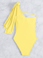 2pack Plain One Shoulder One Piece Swimsuit & Belt - All About Eg 2pack Plain One Shoulder One Piece Swimsuit & Belt - All About Eg