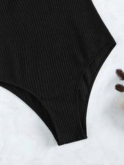 Ruffle Trim Contrast Mesh One Piece Swimsuit - All About Eg Ruffle Trim Contrast Mesh One Piece Swimsuit - All About Eg