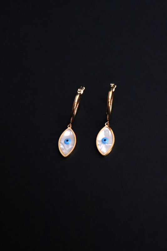 Evil Eye Mother of Pearl Earring - All About Eg