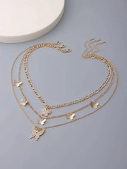 3pcs Rhinestone Butterfly Charm Necklace - All About Eg 3pcs Rhinestone Butterfly Charm Necklace - All About Eg