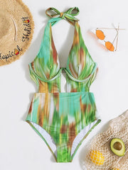 Allover Print Push Up One Piece Swimsuit - All About Eg Allover Print Push Up One Piece Swimsuit - All About Eg