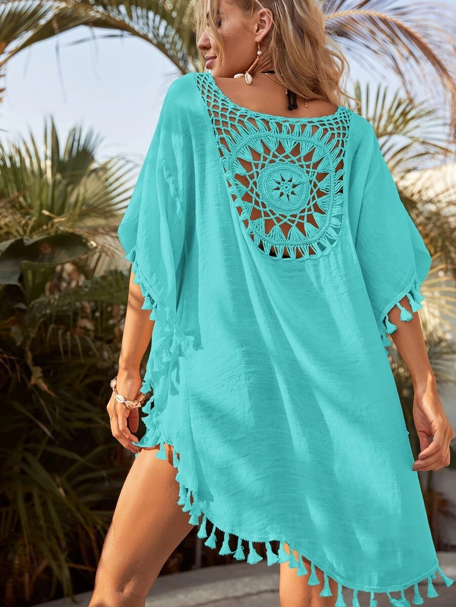 Beach Tassel Hem Cover Up - All About Eg Beach Tassel Hem Cover Up - All About Eg