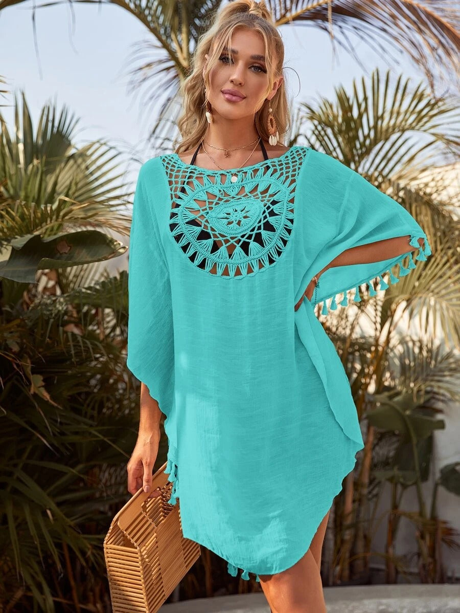 Beach Tassel Hem Cover Up - All About Eg Beach Tassel Hem Cover Up - All About Eg