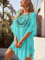 Beach Tassel Hem Cover Up - All About Eg Beach Tassel Hem Cover Up - All About Eg