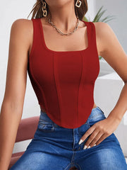 Square Neck Hanky Hem Tank Top - All About Eg Square Neck Hanky Hem Tank Top - All About Eg