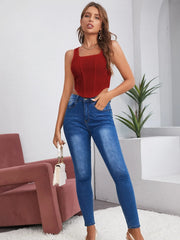 Square Neck Hanky Hem Tank Top - All About Eg Square Neck Hanky Hem Tank Top - All About Eg