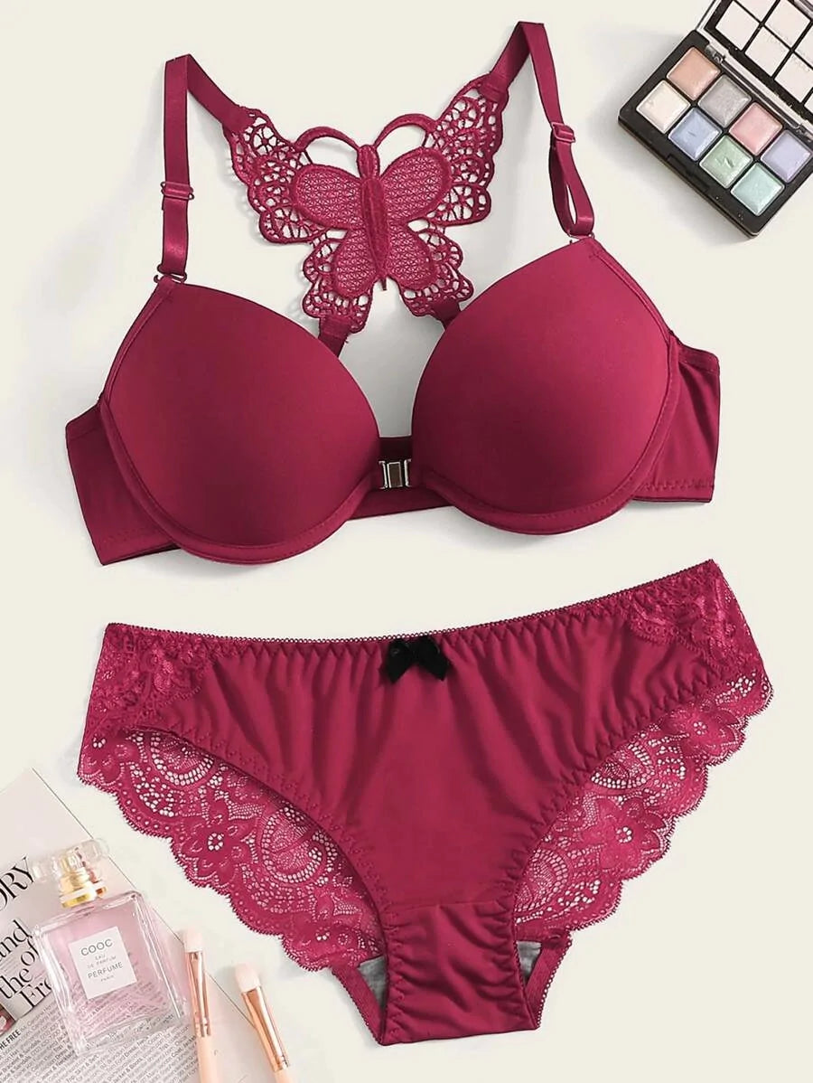 Floral Lace Cutout Crochet Lingerie Set - All About Eg Floral Lace Cutout Crochet Lingerie Set - All About Eg