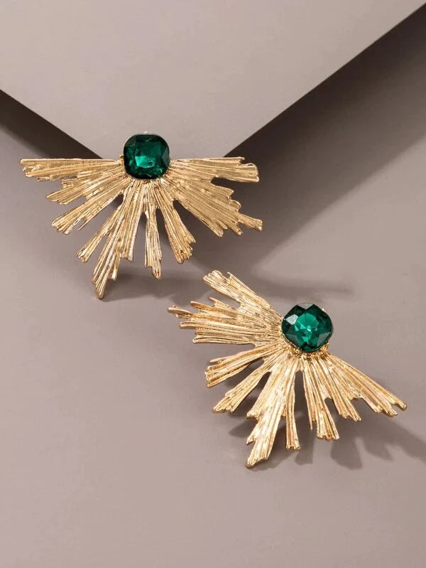 Alloy earrings with rhinestone detail - All About Eg