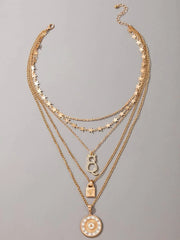 Lock & Cat Charm Layered Necklace - All About Eg Lock & Cat Charm Layered Necklace - All About Eg
