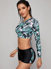 Bikini shorts with a tropical tie back top - All About Eg Bikini shorts with a tropical tie back top - All About Eg