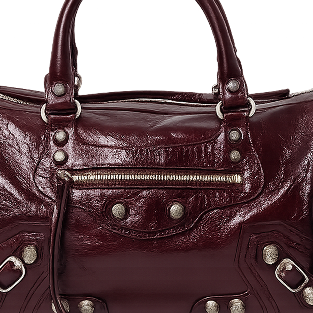 Balenciaga Burgundy Small Leather Le City Top-Handle Bag