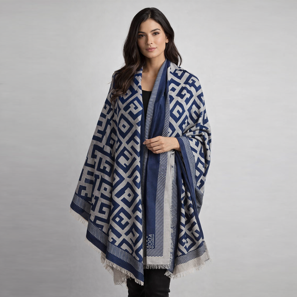 Fendi FF Monogram Shawl – Navy