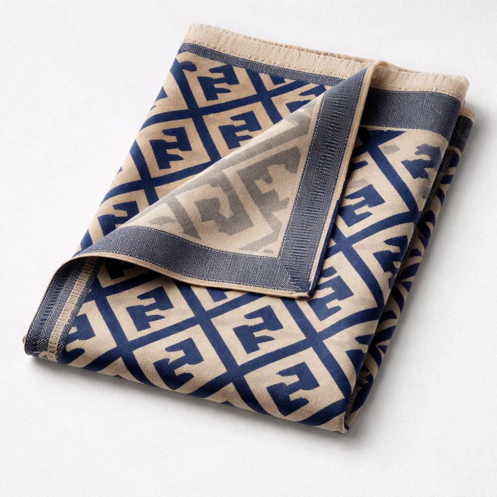 Fendi FF Monogram Shawl – Navy