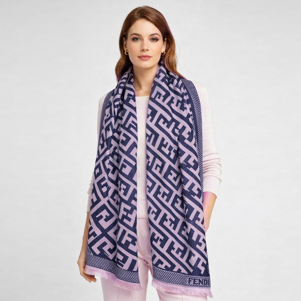 Fendi FF Monogram Shawl – Navy