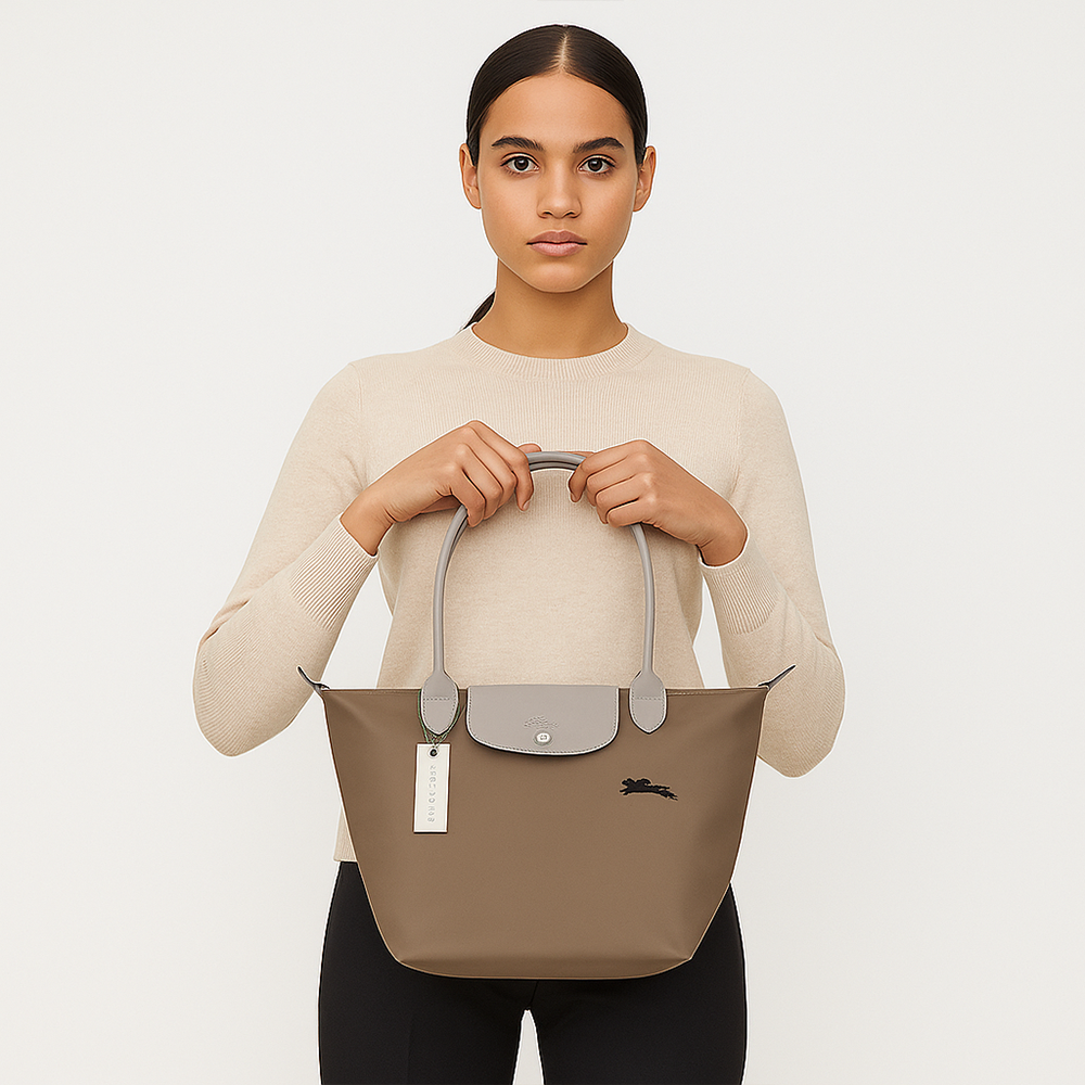 Longchamp Le Pliage M Handbag - Beige & Grey