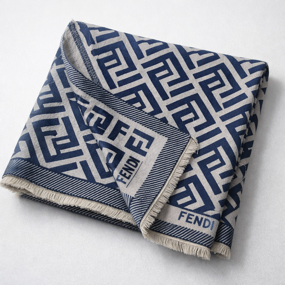 Fendi FF Monogram Shawl – Navy