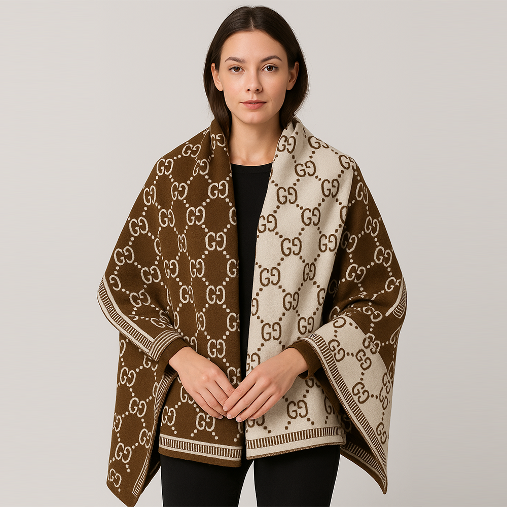 Gucci Reversible GG Jacquard Wool Scarf – Brown & Beige