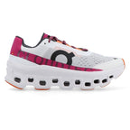 On Running Cloud Monster Shoes, White with Pink and Orange