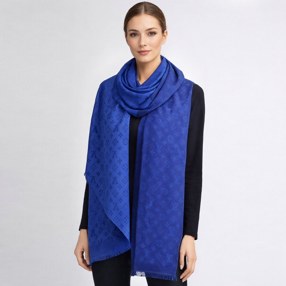 Louis Vuitton Monogram Wool & Silk Scarf – Royal Blue