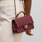 Chanel Mini Flap Bag With Gold Top Handle - Burgundy