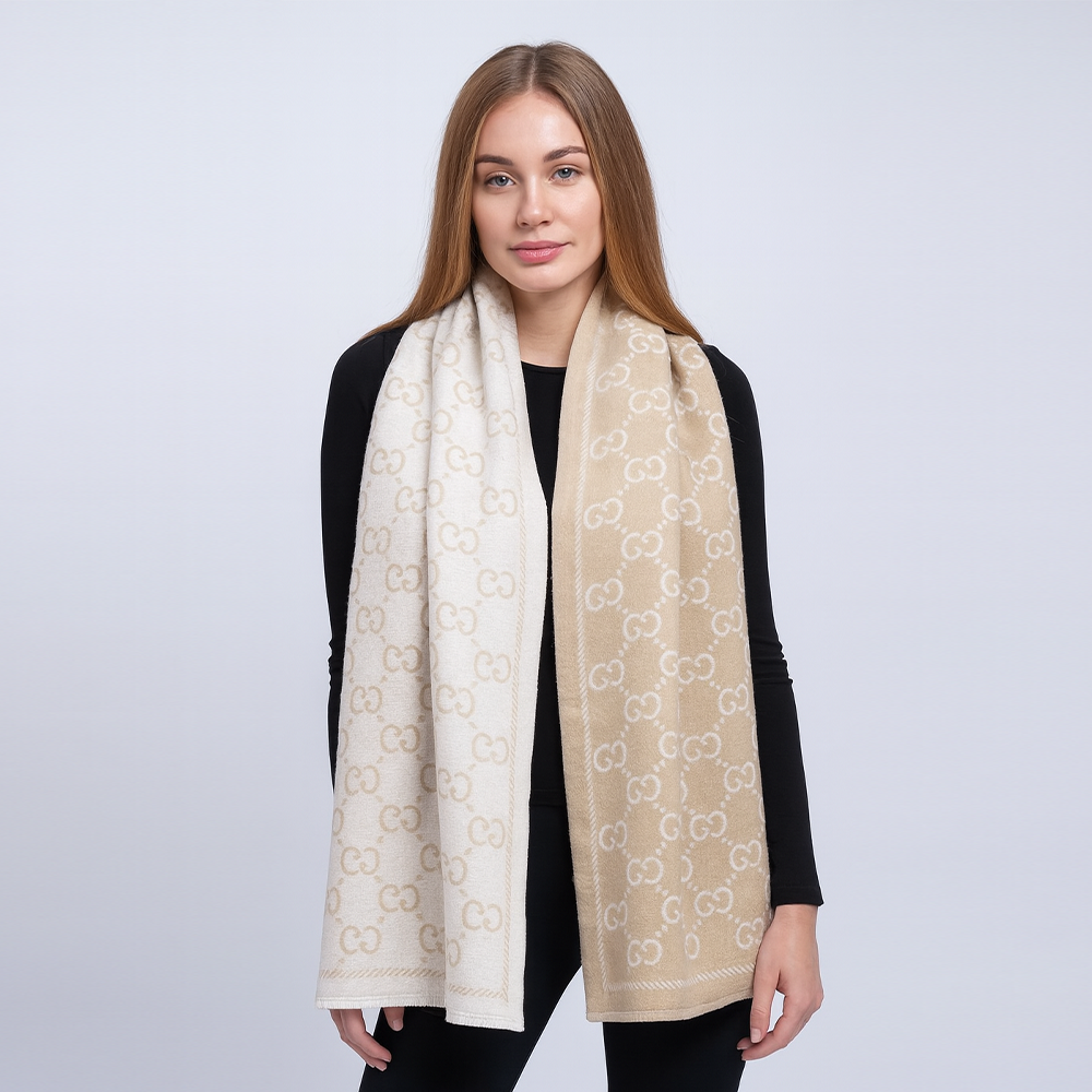 Gucci GG Reversible Wool Scarf – Beige