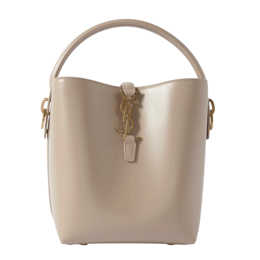 Saint Laurent Le 37 Mini Leather Bucket Bag Beige