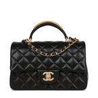 Chanel Mini Flap Bag With Gold Top Handle - Black