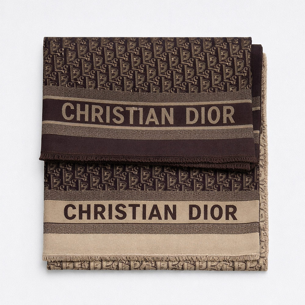 Christian Dior Monogram Shawl – Brown & Beige Logo Knit Scarf