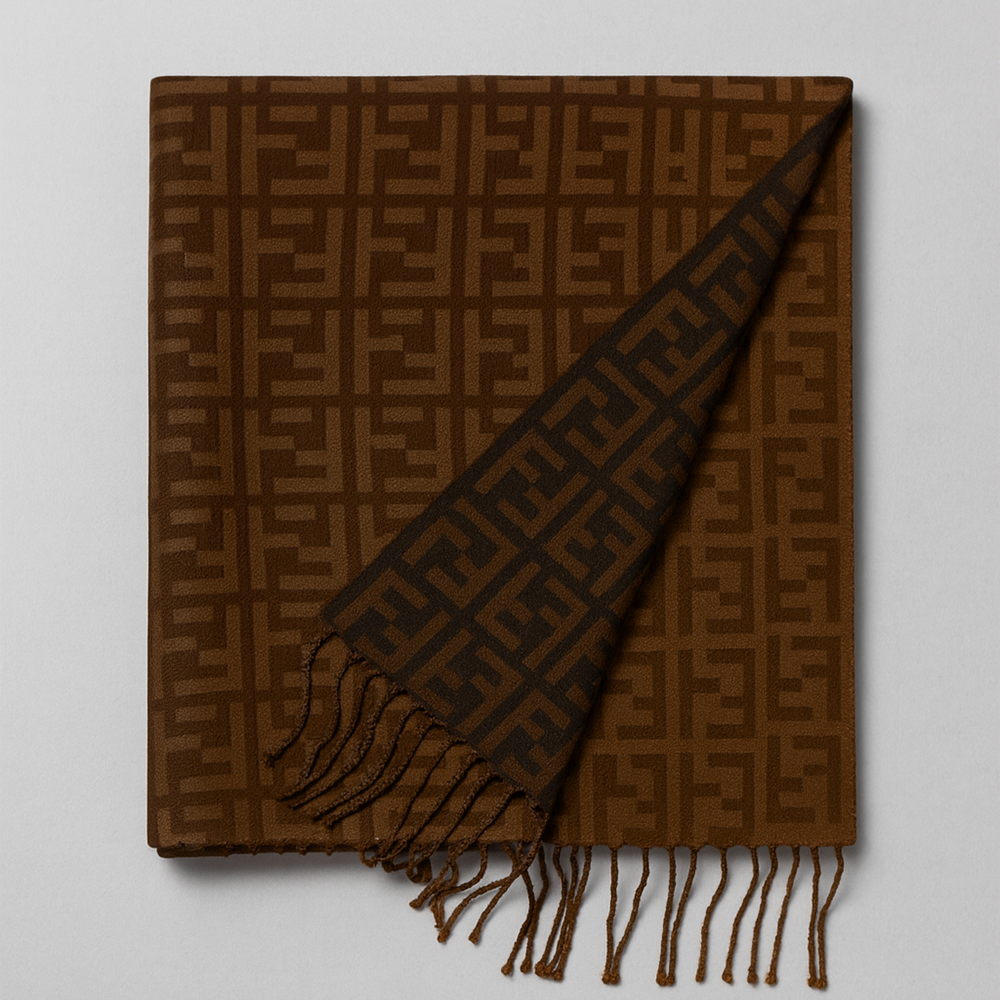 Fendi FF Logo Wool Scarf Brown