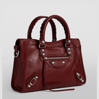 Balenciaga Burgundy Small Leather Le City Top-Handle Bag