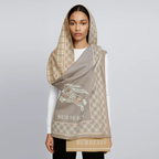Burberry Equestrian Knight Wool & Cashmere Scarf – Beige