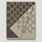 Gucci GG Reversible Wool & Cashmere Scarf – Brown & Beige