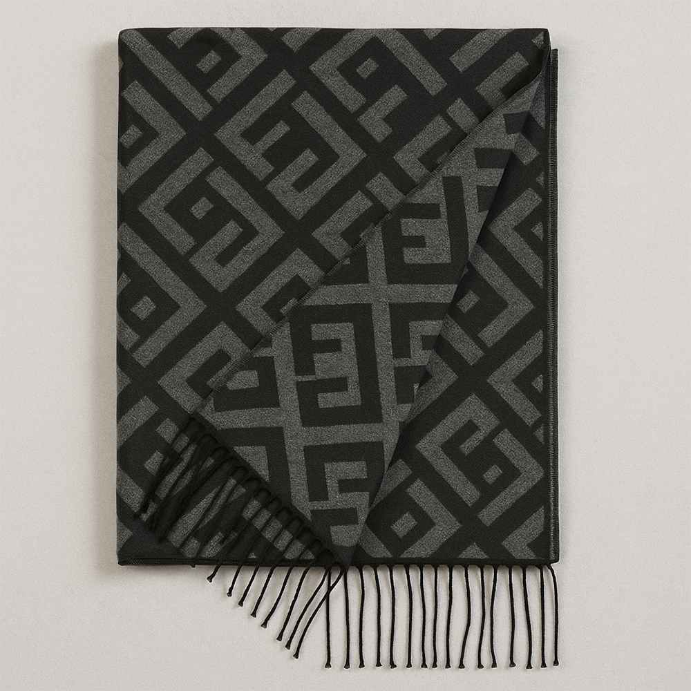 Fendi FF Logo Wool Scarf Black