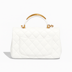 Chanel Mini Flap Bag with Gold Top Handle – White