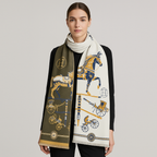 Hermès Horses & Carriage Wool Scarf – Green & Beige