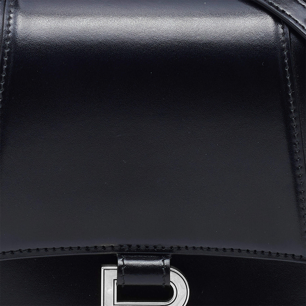 Balenciaga Black Leather Hourglass Box Top Handle Bag