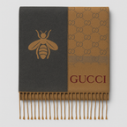 Gucci Reversible GG Wool Scarf with Bee Motif