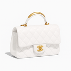 Chanel Mini Flap Bag with Gold Top Handle – White