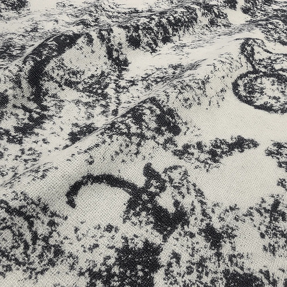 Christian Dior Toile de Jouy Embroidered Wool Scarf – Black & Cream